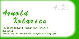 arnold kolarics business card